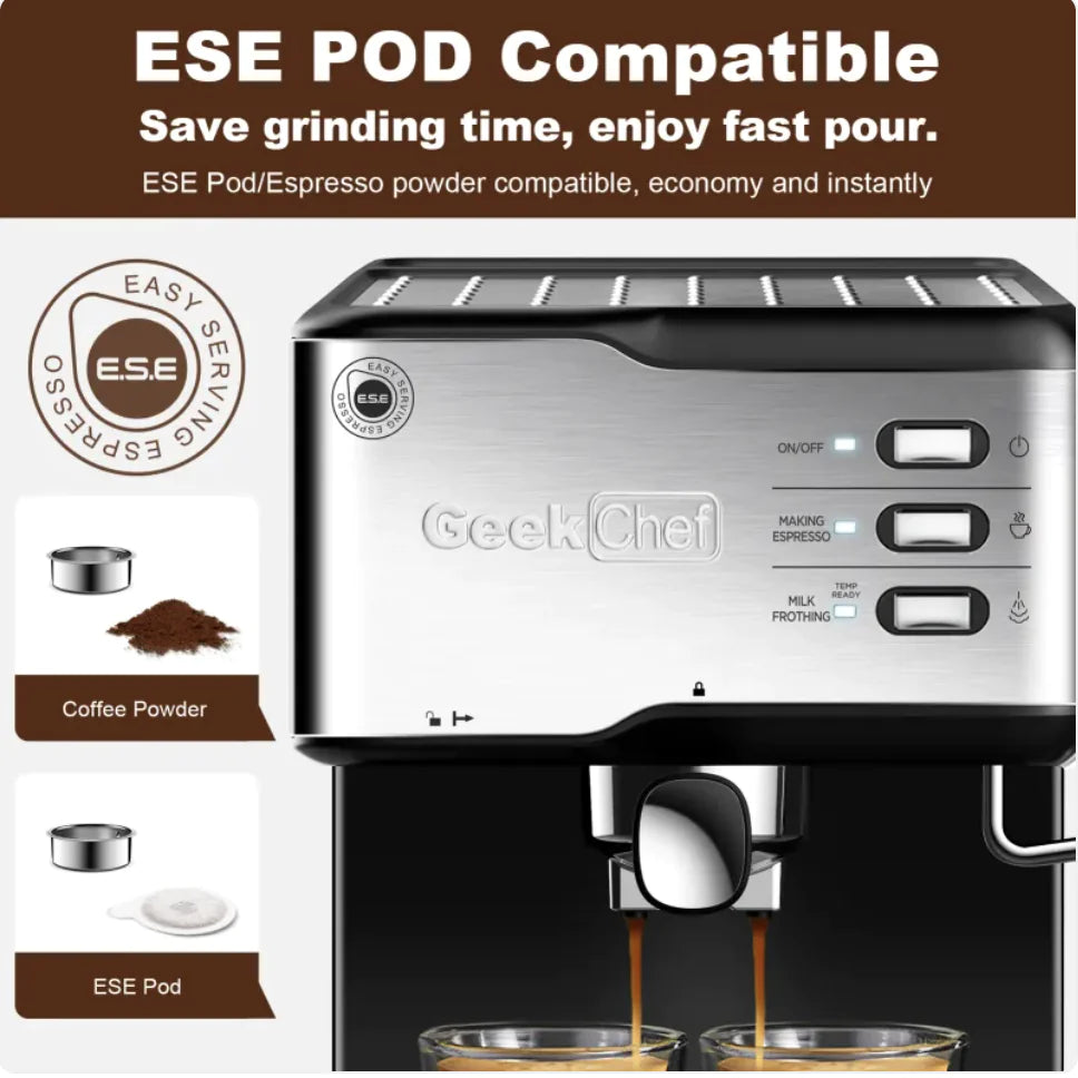 Geek Chef 20-Bar Espresso Machine with Milk Frother